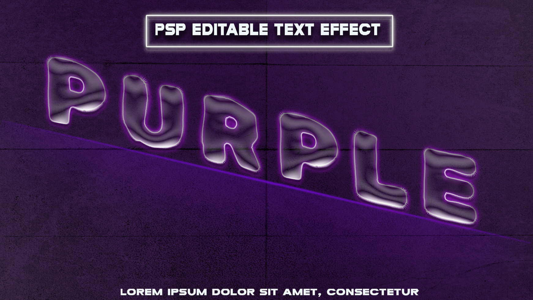 letters with water effect and purple neon psd
