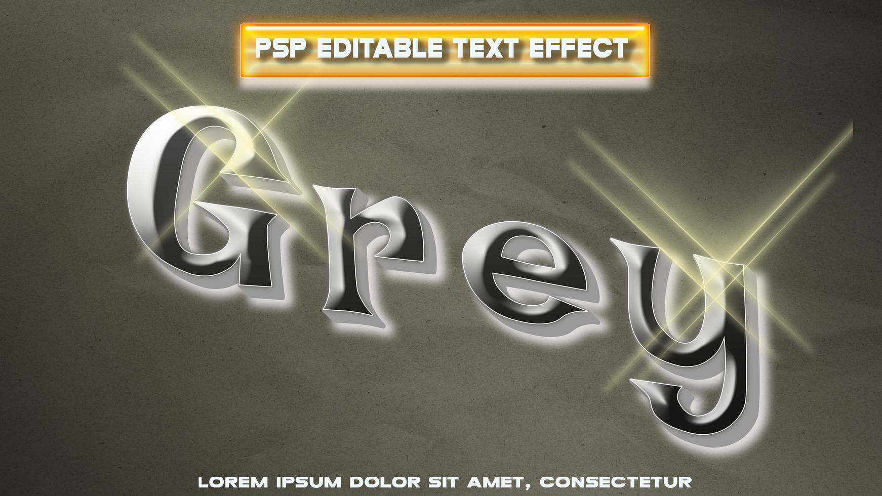 Grey metallic letters psd