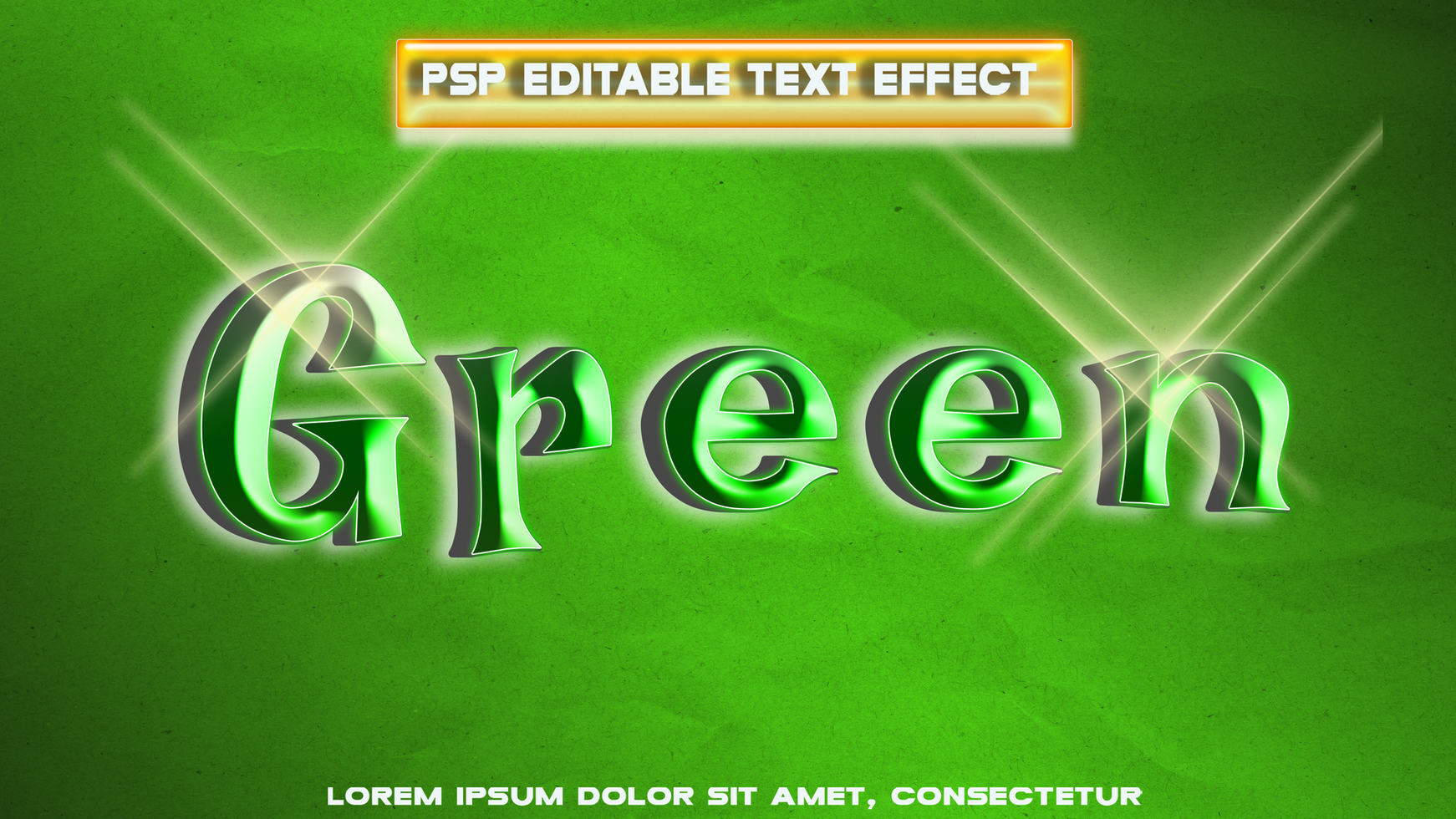 Green metallic letters psd