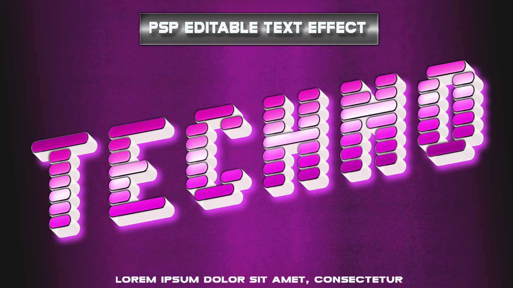Pink futuristic style letters psd