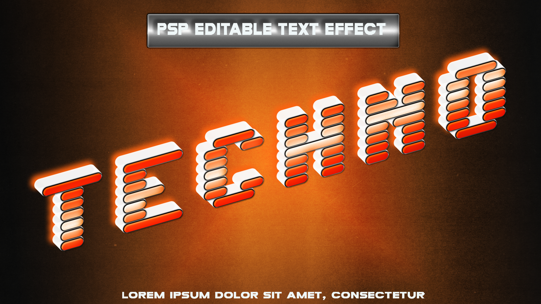 Orange futuristic style letters psd