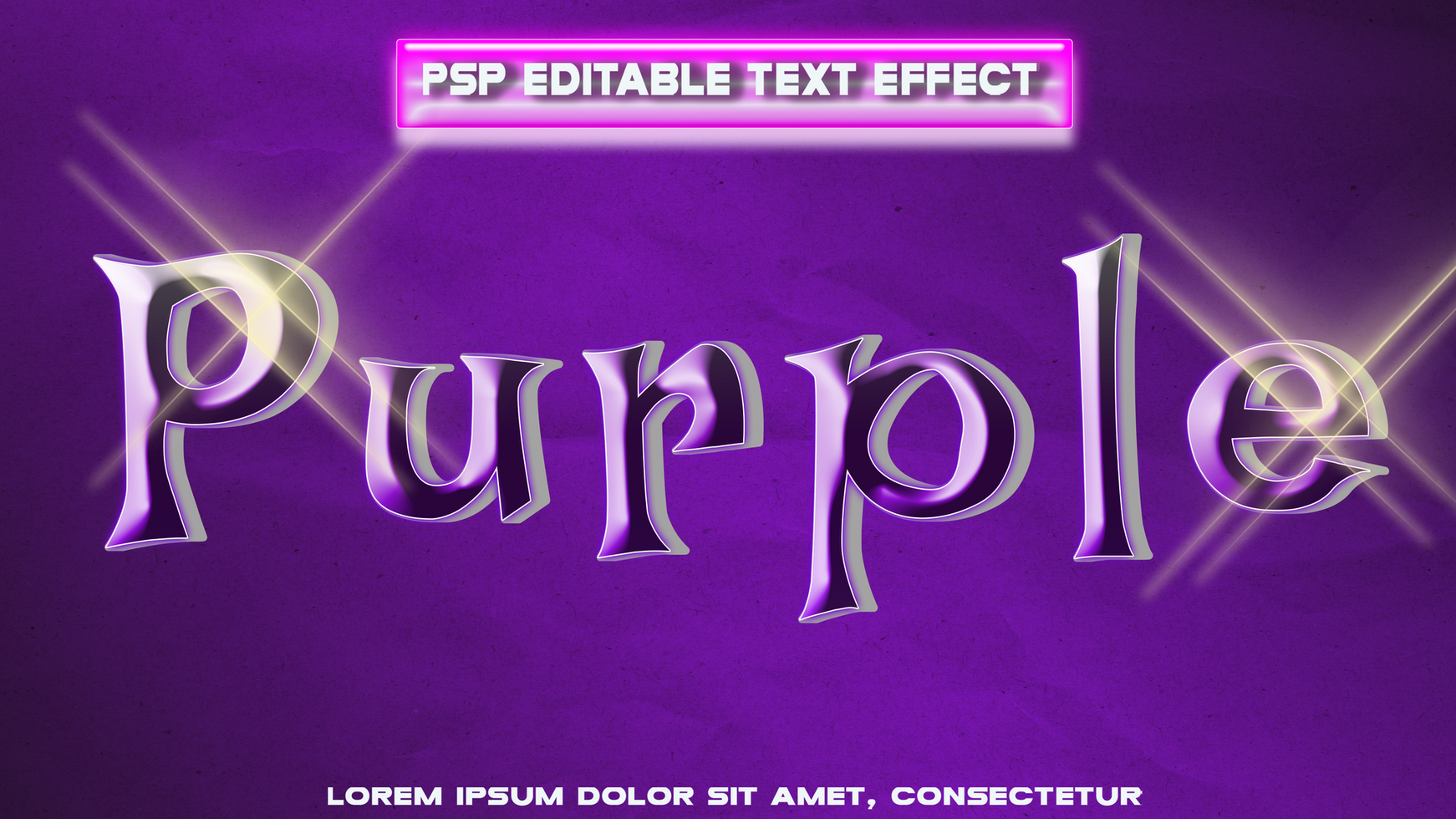 Purple metallic letters psd