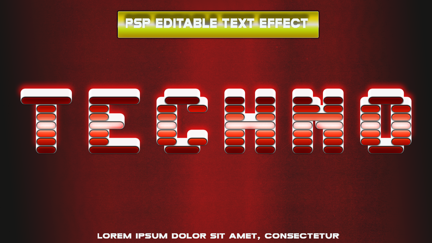 Red futuristic style letters psd