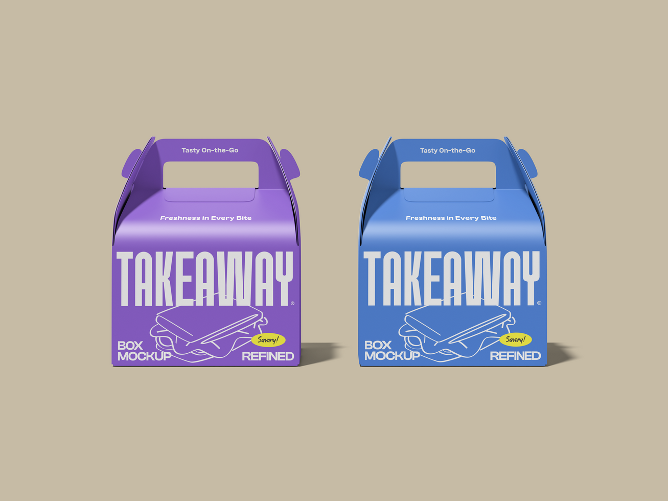 Two Takeaway Box with Handle Mockup psd