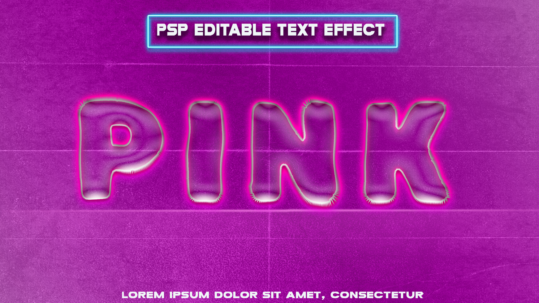 letters with water effect and pink neon psd