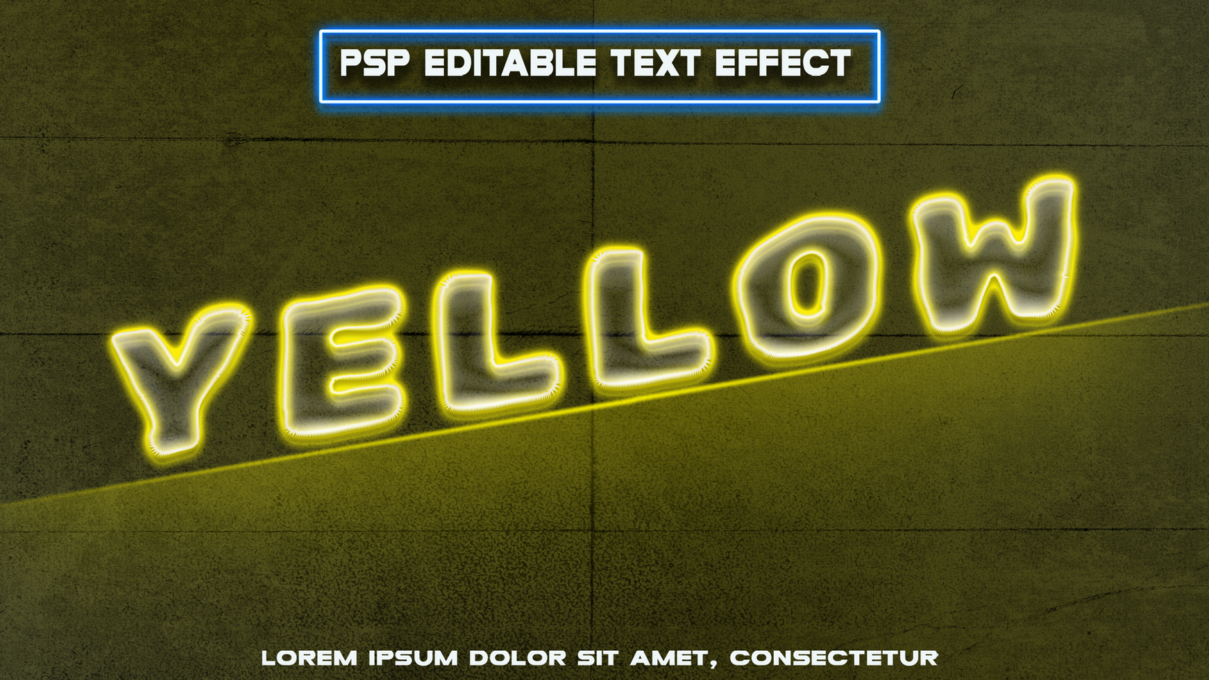 letters with water effect and yellow neon psd