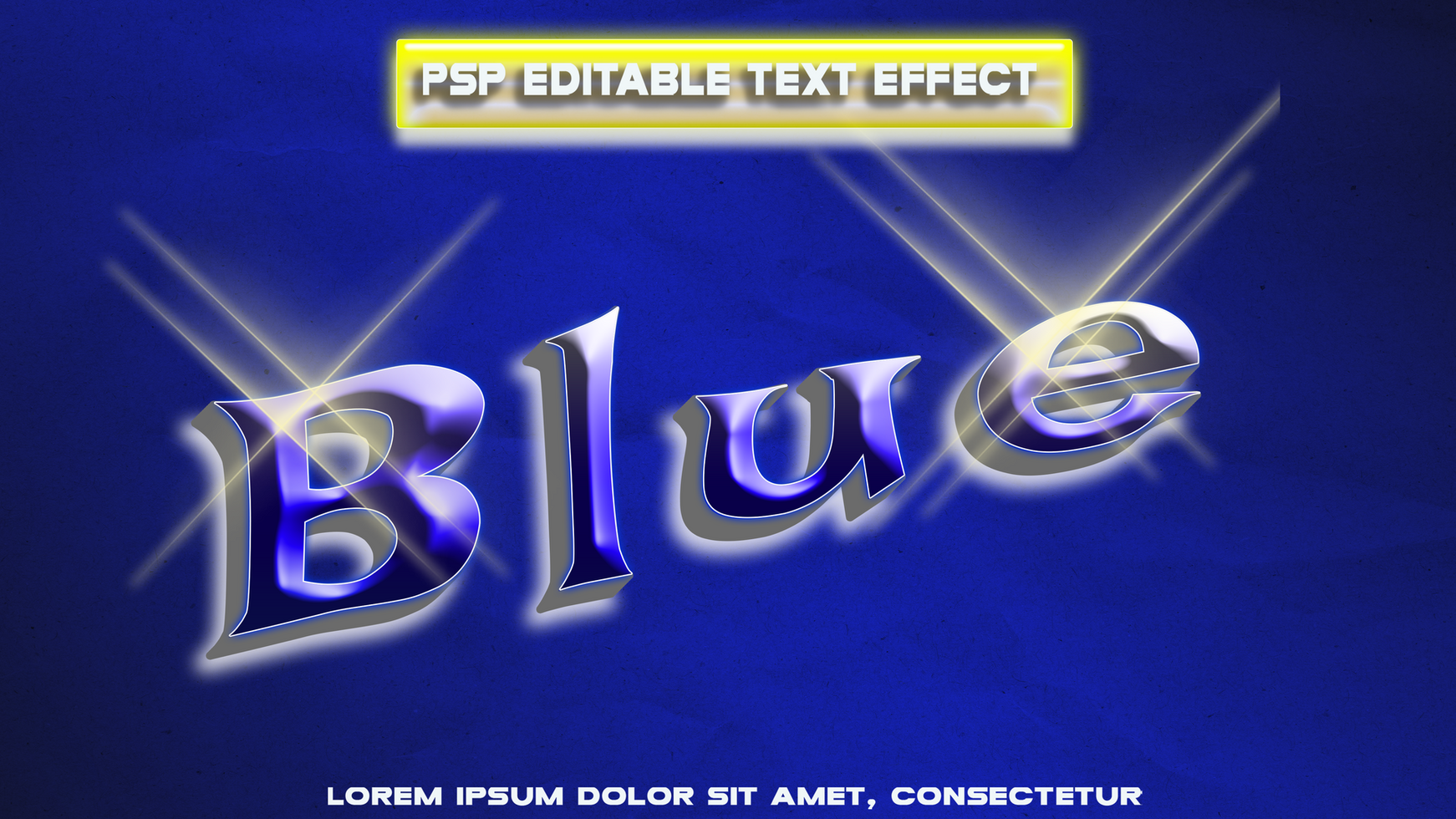 Blue metallic letters psd