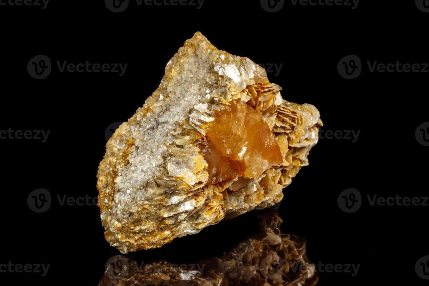 close up Mineral Stone Sheelit on a black background photo