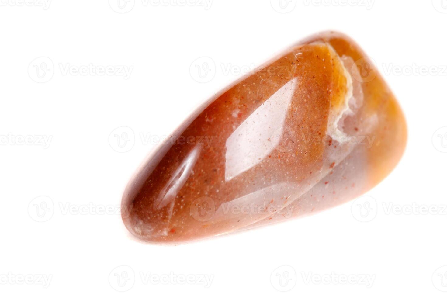 close up mineral stone Carnelian on white background photo
