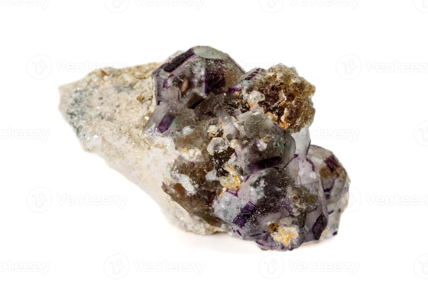 close up mineral fluorite stone on white background photo