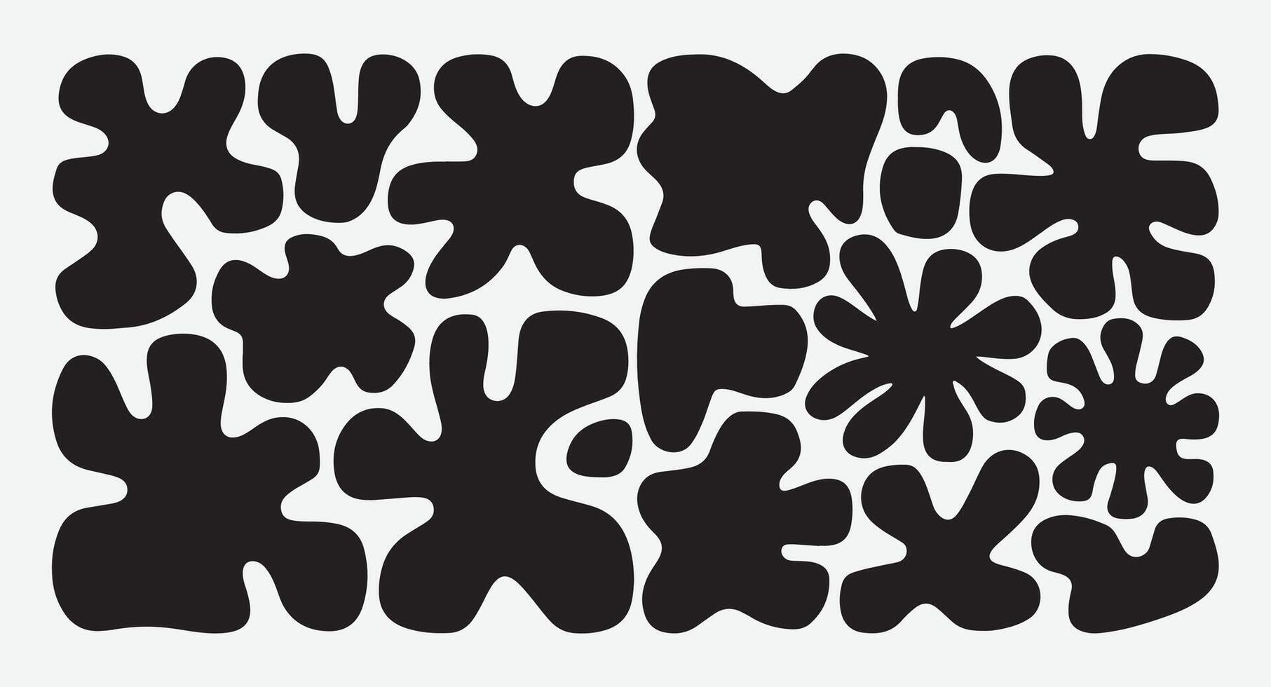 Black Fluid Abstract Shapes. Organic Blob Shape Collection. vector
