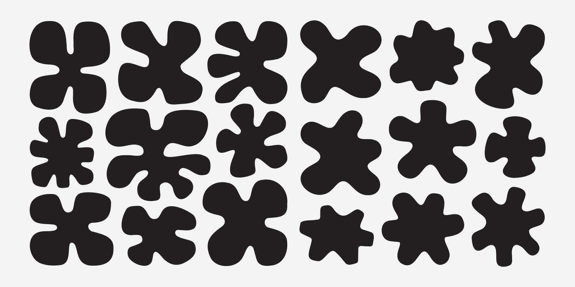 Irregular Ink Splash Elements. Abstract Black Ink Blobs Set. vector