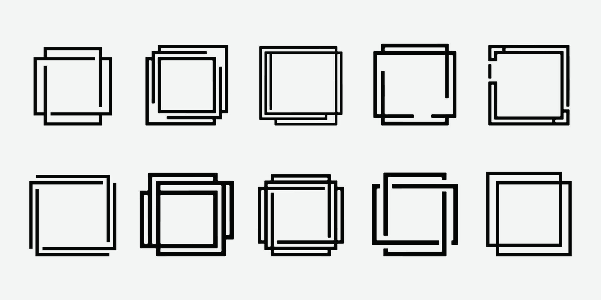 Modern Geometric Square Frames. Geometric Frame Patterns. Creative Geometric Square Shapes. vector
