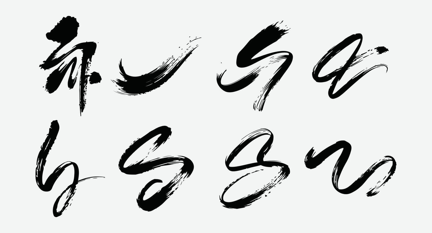 Dynamic Ink Brushstrokes. Expressive Brushstroke Set. Bold Ink Strokes Collection. Abstract Ink Strokes. vector