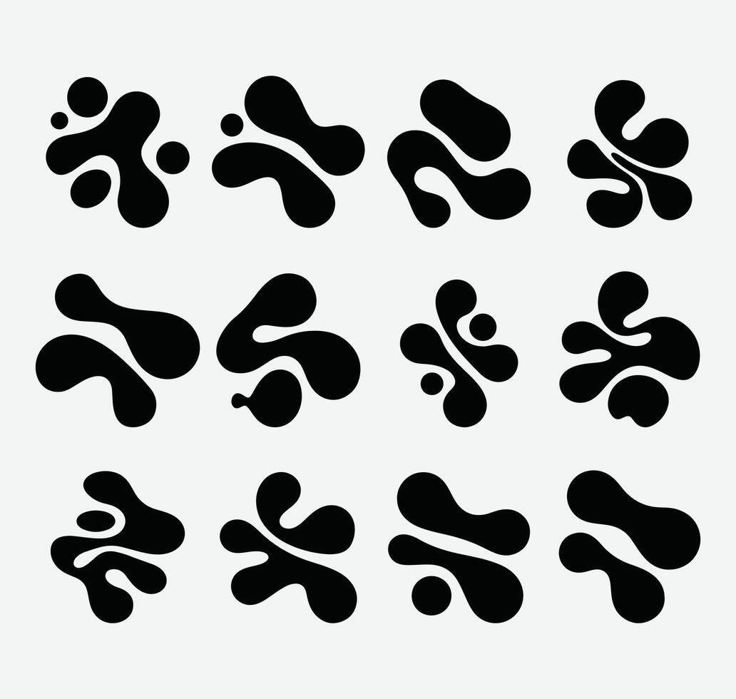 Organic Fluid Silhouette Shapes Pack. Abstract Fluid Shape Collection. vector