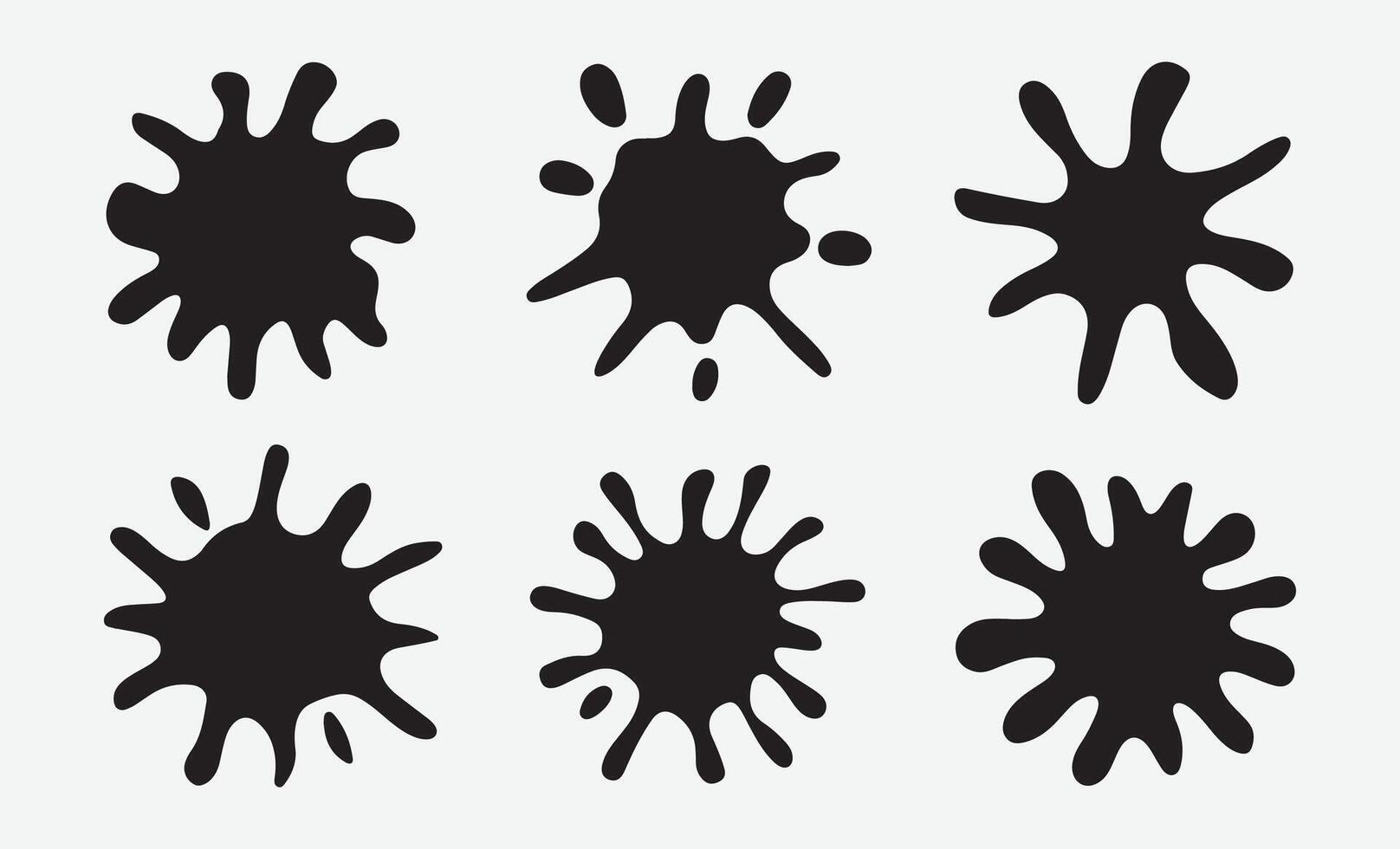 Abstract Ink Splatter Silhouettes. Ink Splash Silhouette Vectors Set. Splatter Shapes Collection.