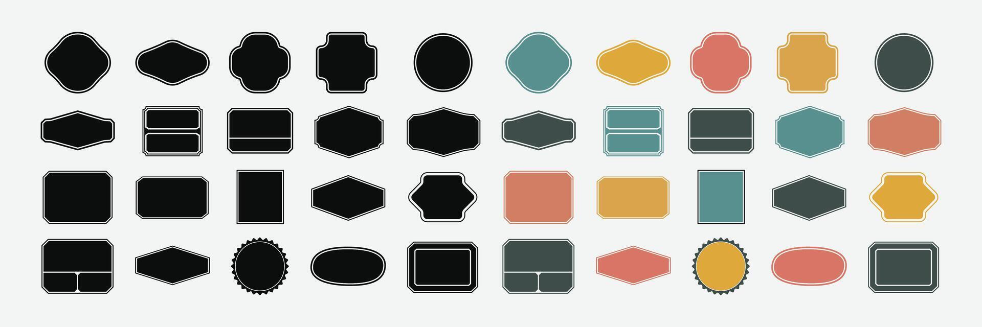 Vintage Label and Badge Collection. A Set of Vintage Label and Badge Shapes. Old Fashioned Label Design Elements. Classic Vintage Labels Pack. vector