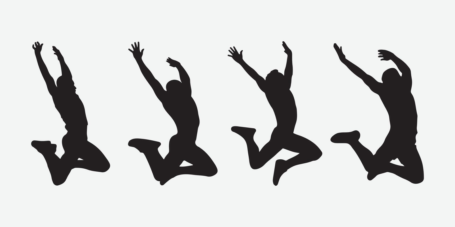 Energetic Jumping Silhouette. Jumping Man Silhouette. Active Jumping Figure. Man in Mid-Jump. vector