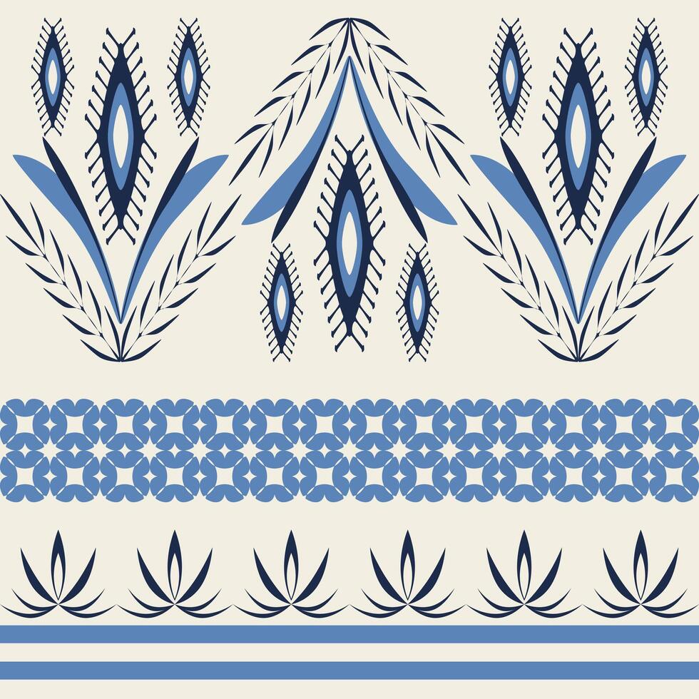 Folk Print Design Ethnic Seamless Pattern Floral Ornament Patterns Flower Geometric Textile Design. vector