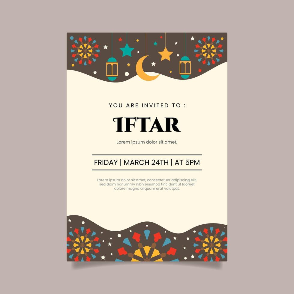Ramadan iftar dinner invitation template vector