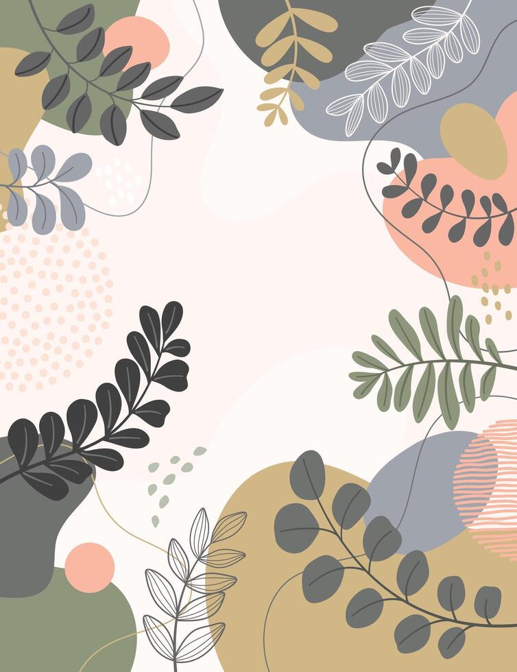 Hand drawn doodle background with tropical plants. vector