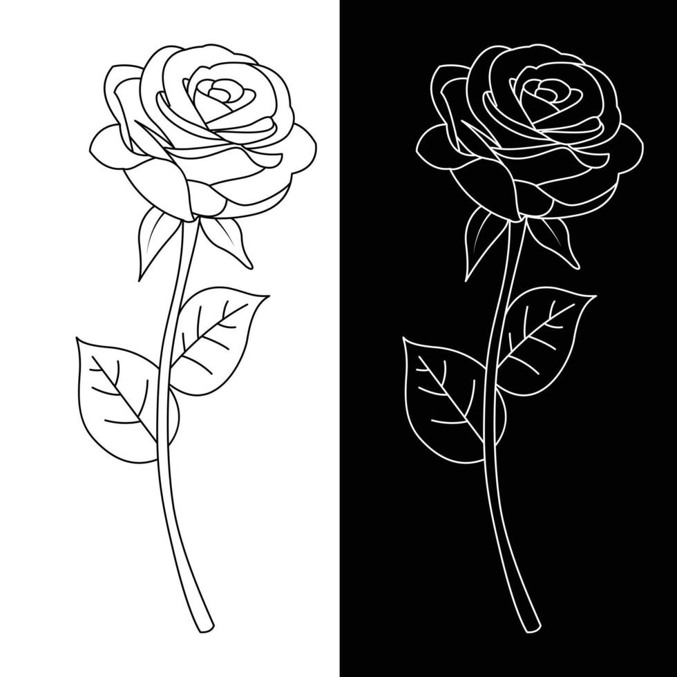 line art a rose vector