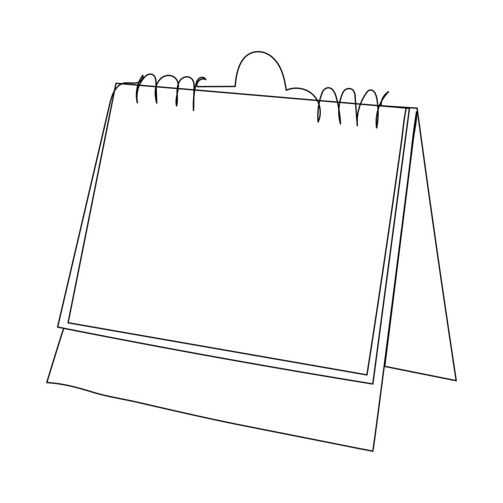 Table calendar, spiral notepad blank template in doodle style. vector