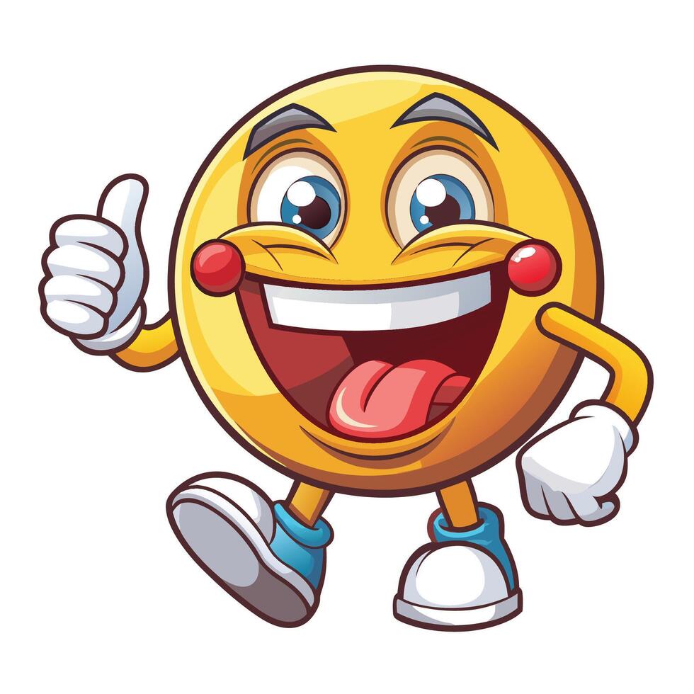 emoticon character running and giving thumbs up white background vector