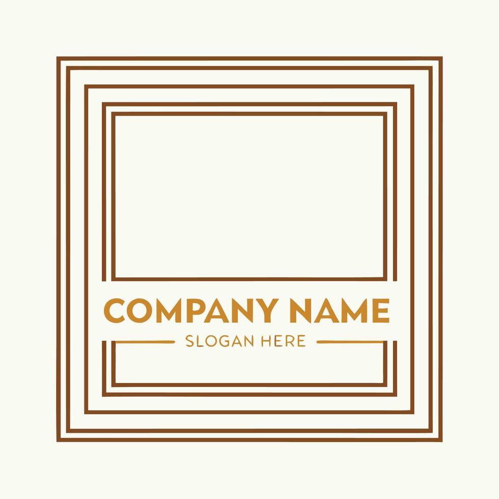 a square logo with a brown frame white background vector