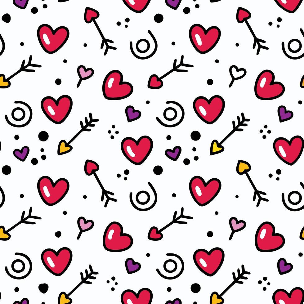 a pattern with hearts and arrows on a white background white background vector