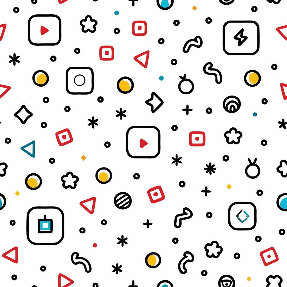 a seamless pattern with various icons and symbols white background vector