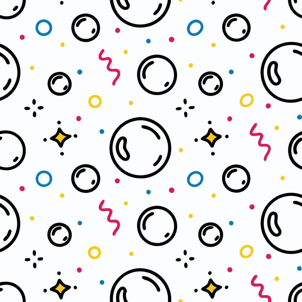 seamless pattern with colorful circles and bubbles white background vector