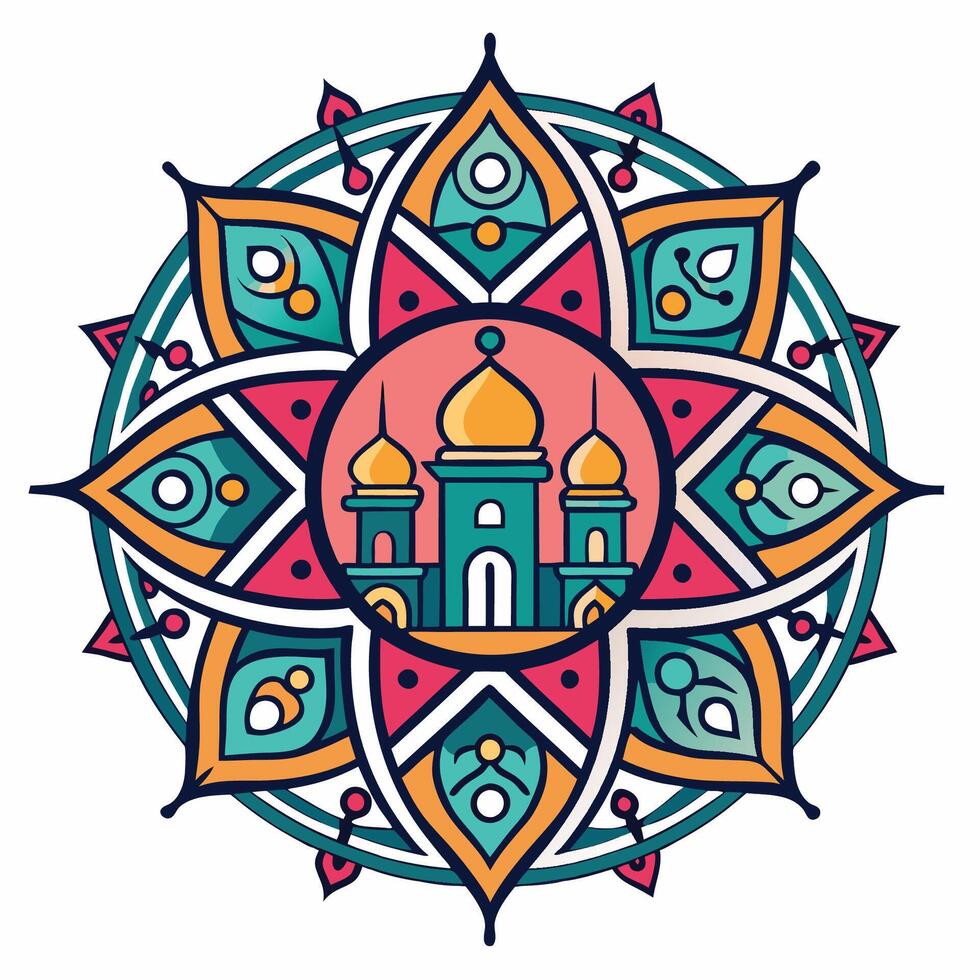 the logo for a mosque in india white background vector