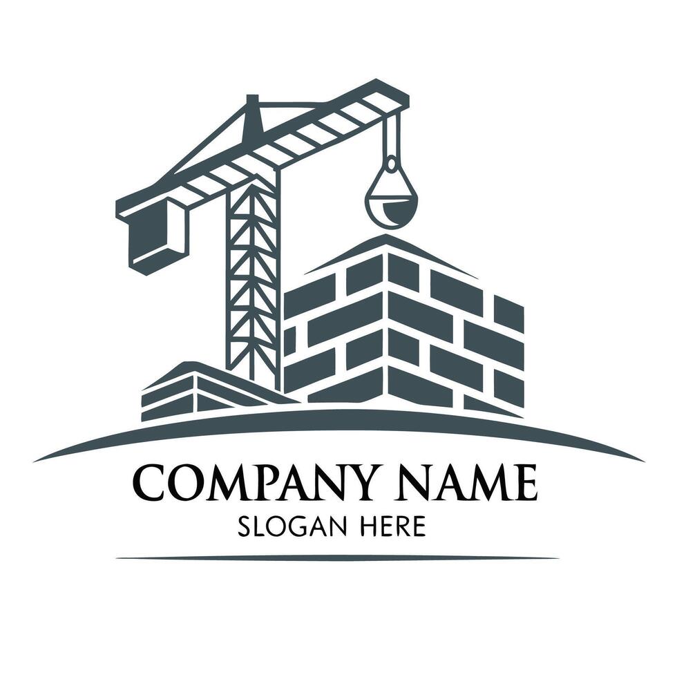 construction crane logo design template white background vector