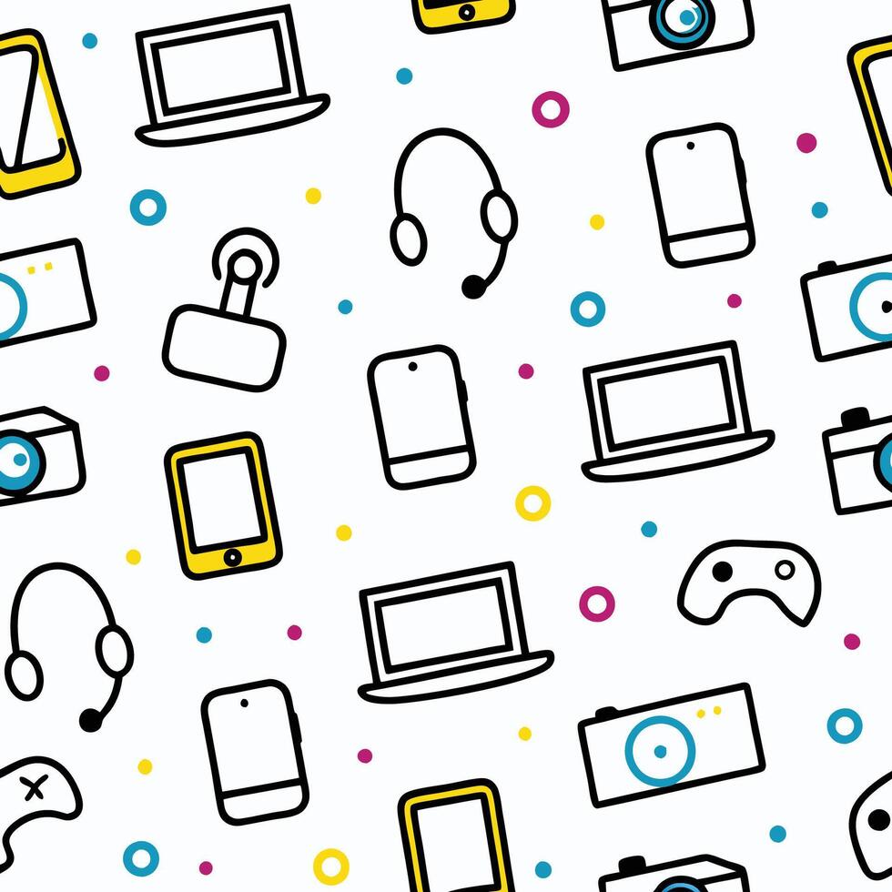 a seamless pattern with various electronic vector