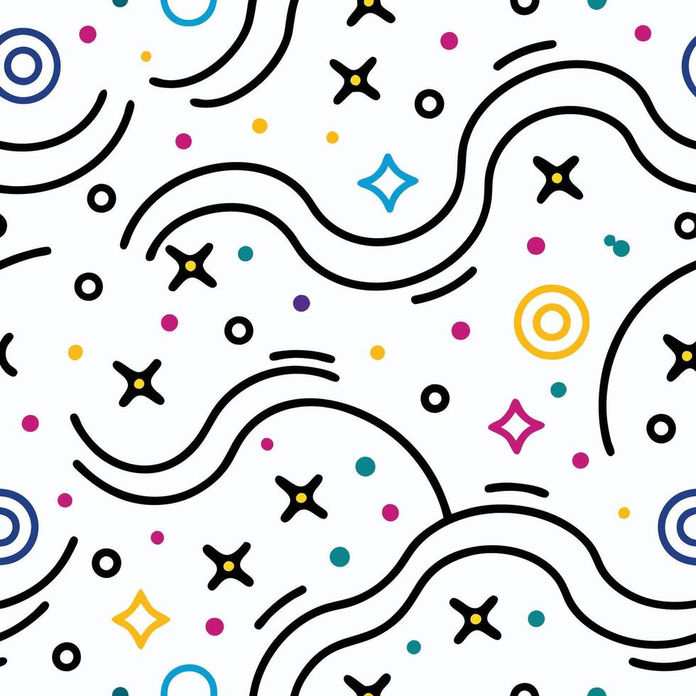seamless pattern with colorful geometric and lines vector