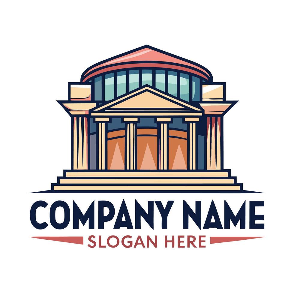 a building with a large arch and columns white background vector