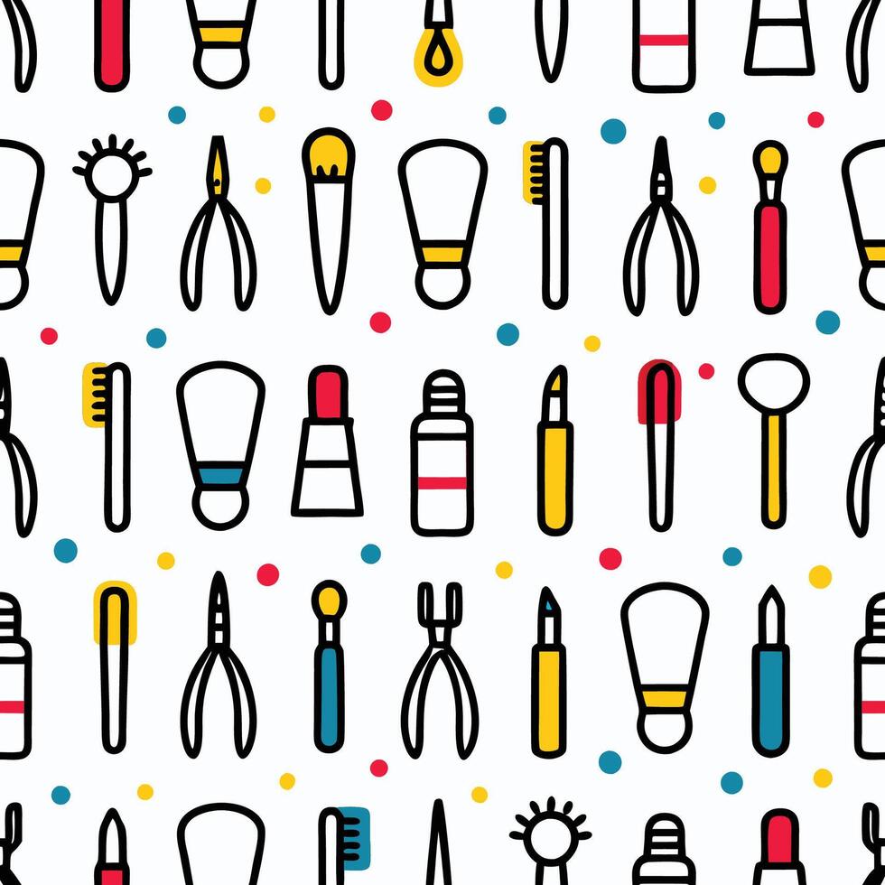 seamless pattern with dental tools and accessories white background vector
