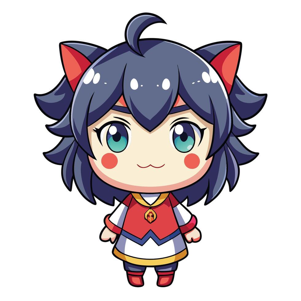 a cartoon character with blue eyes and long hair white background vector
