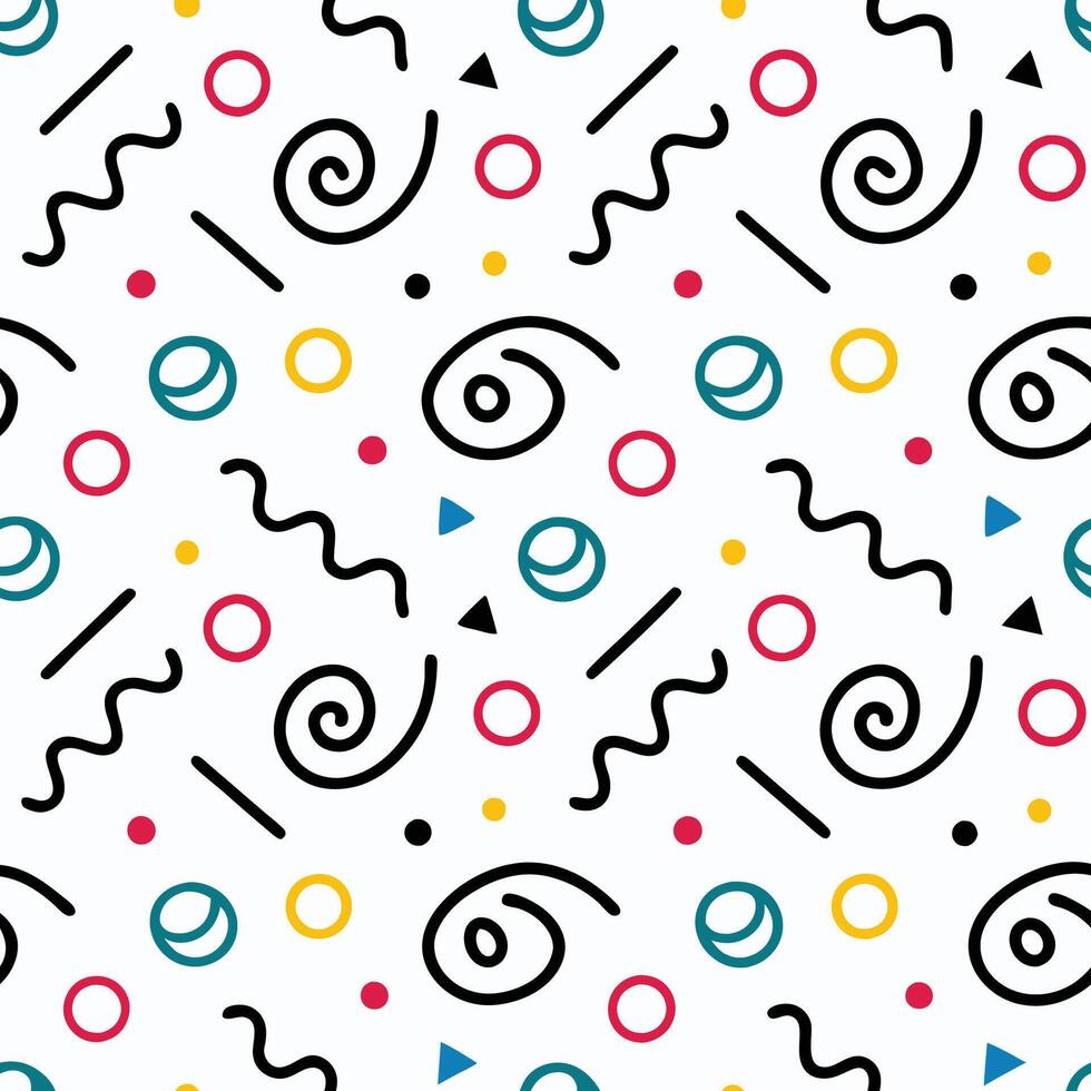 seamless pattern with shapes and lines white background vector