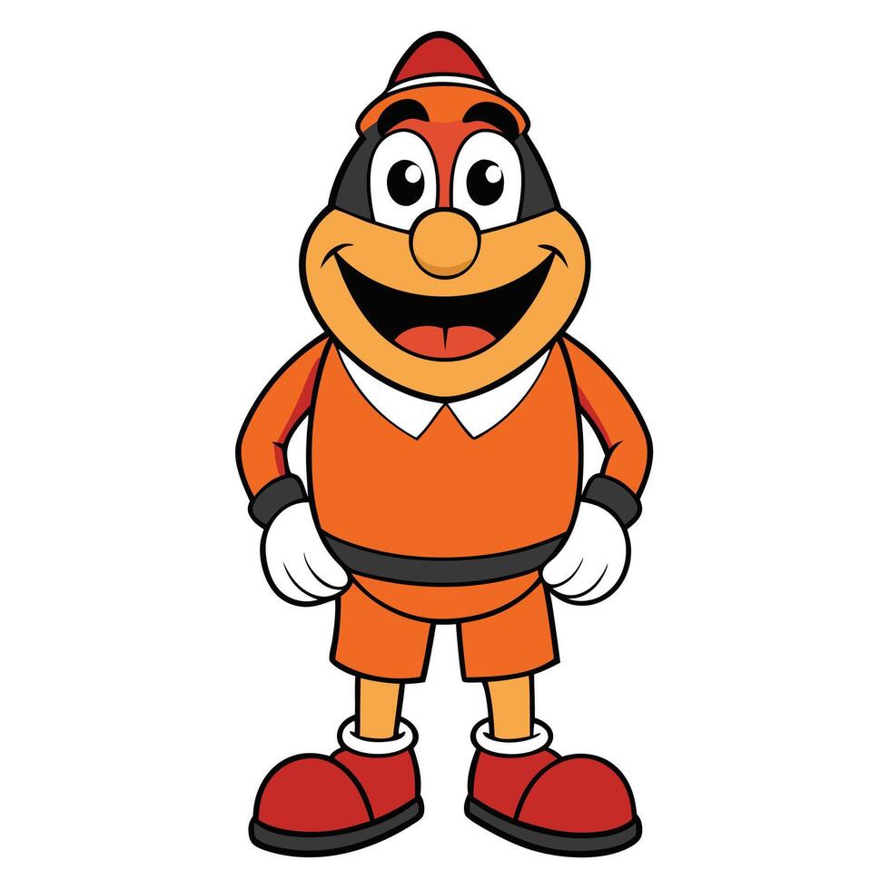 a cartoon character wearing an orange outfit white background vector