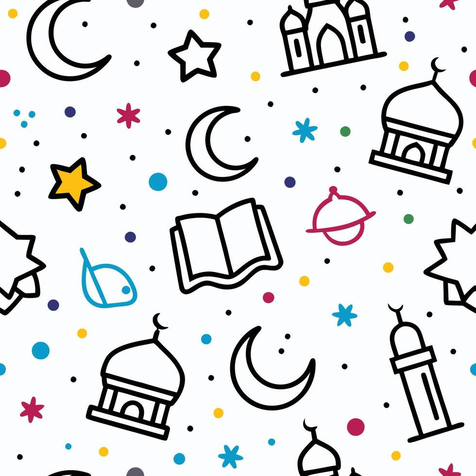 seamless pattern with islamic symbols, vector