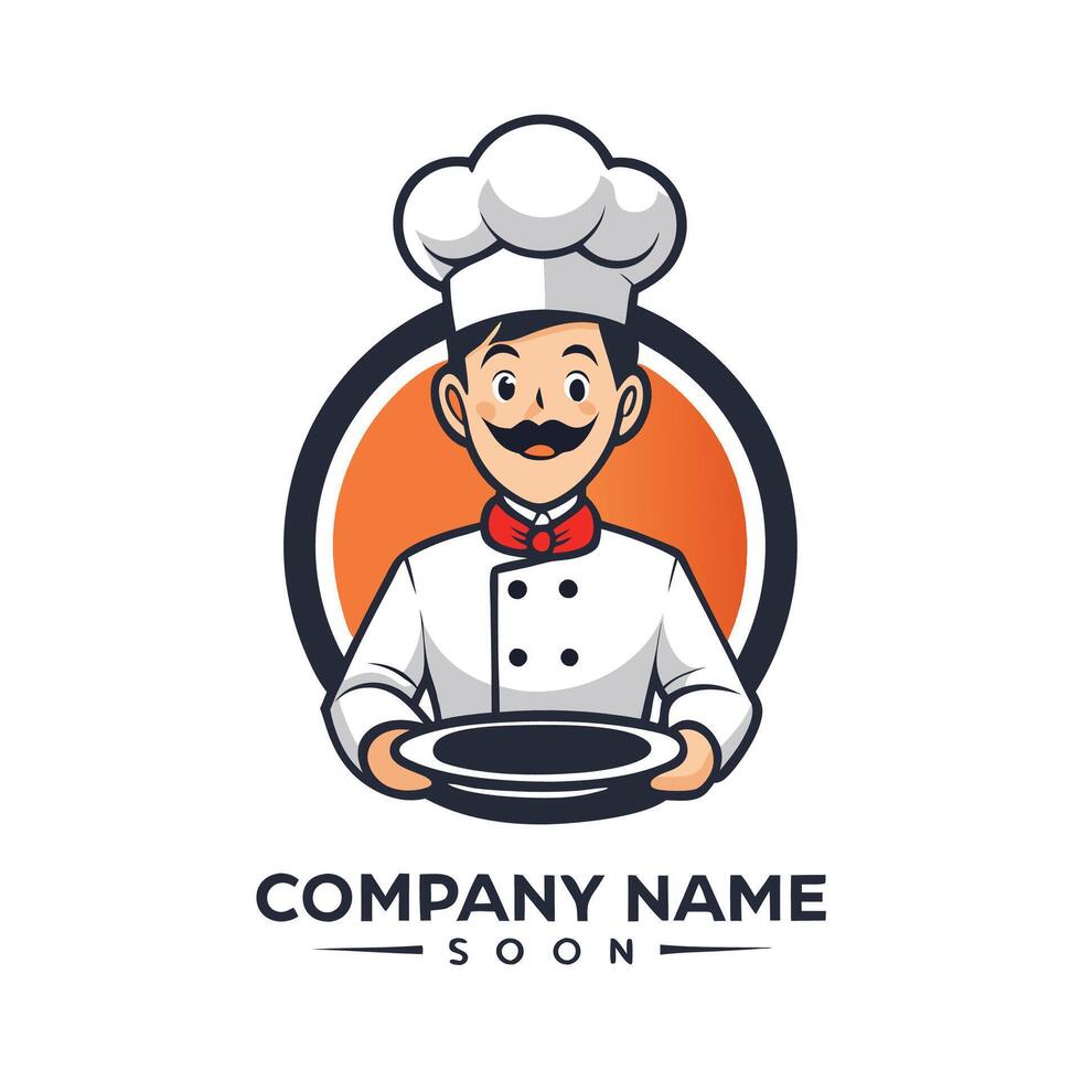 chef holding a plate with a logo vector