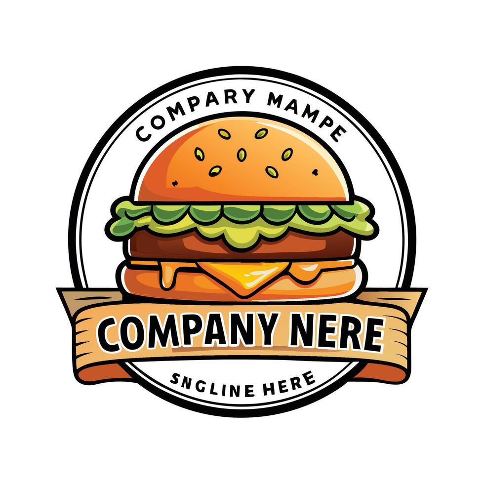 burger logo design white background, vector