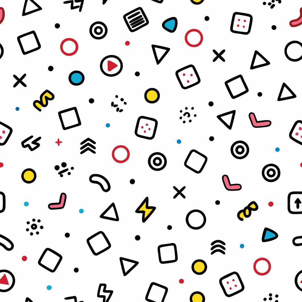 a colorful pattern with geometric shapes and symbols vector