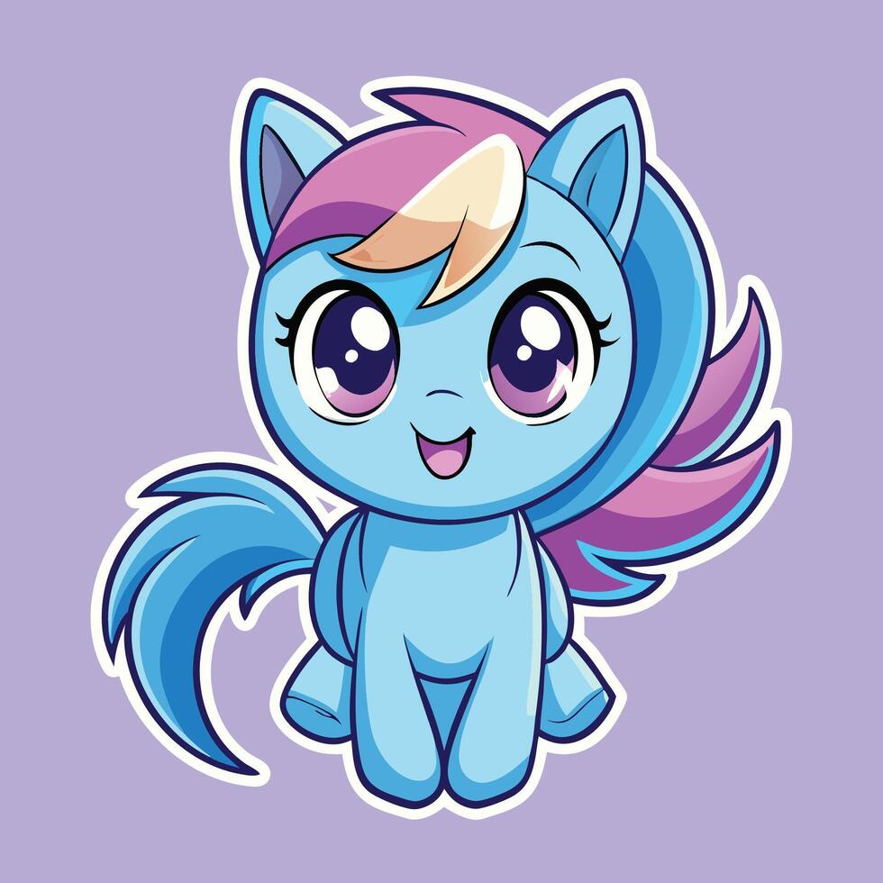 a cute little pony with blue and purple hair vector