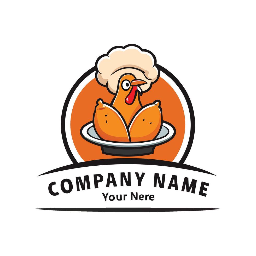 a logo for a company that has a chicken on a plate vector