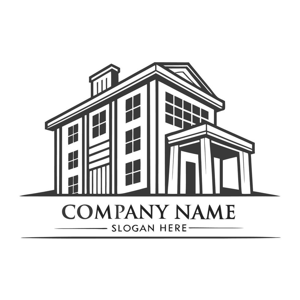 a black and white logo for a company that is called house white background vector