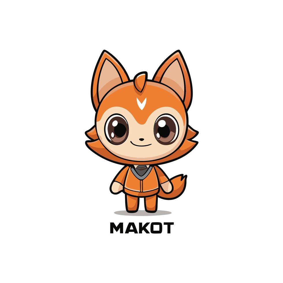 a cartoon fox with the word makot on it white background vector