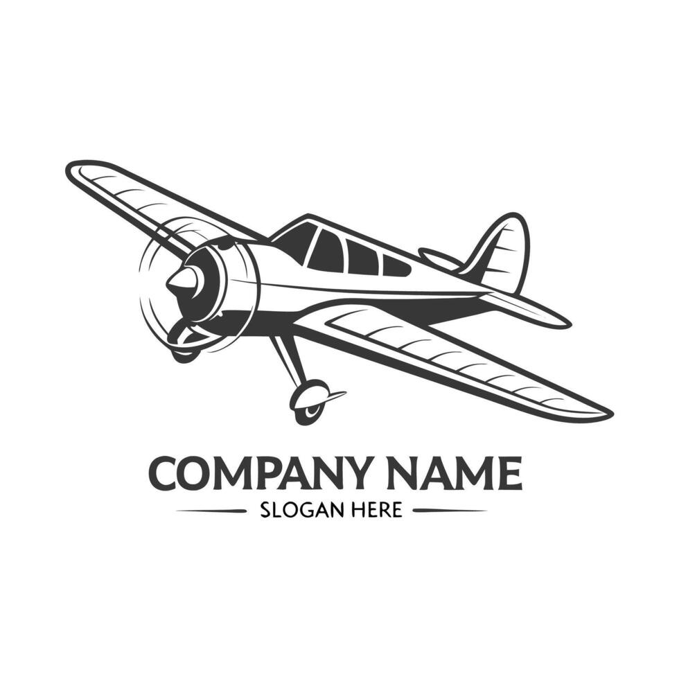 a black and white airplane logo design white background vector
